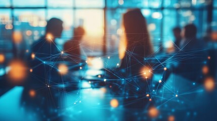 Teamwork and human resources HR management technology concept in corporate business with people group networking to support partnership trust teamwork and unity of coworkers in office  : Generative AI