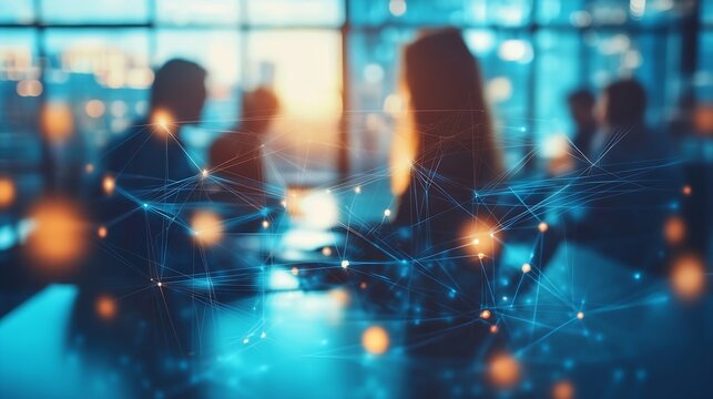 Teamwork and human resources HR management technology concept in corporate business with people group networking to support partnership trust teamwork and unity of coworkers in office  : Generative AI