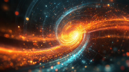 Obraz premium quantum mechanics, science and technology background with lights and lines