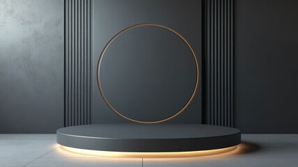 Minimalist Black and White Platform with Golden Rim