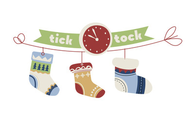 Festive Clock With Stockings Art