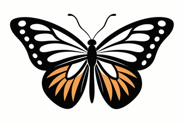 monarch butterfly silhouette Clipart image isolated on white background. Beautiful Ornament Butterfly Decoration element Vector Design