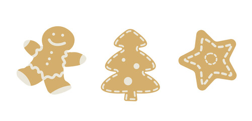 Christmas Gingerbread Cookie Trio vector