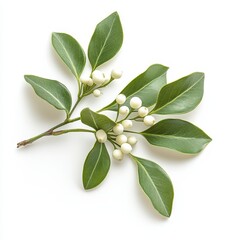Obraz premium A sprig of mistletoe with white berries