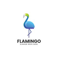 Vector Logo Illustration Flamingo Gradient Colorful Style