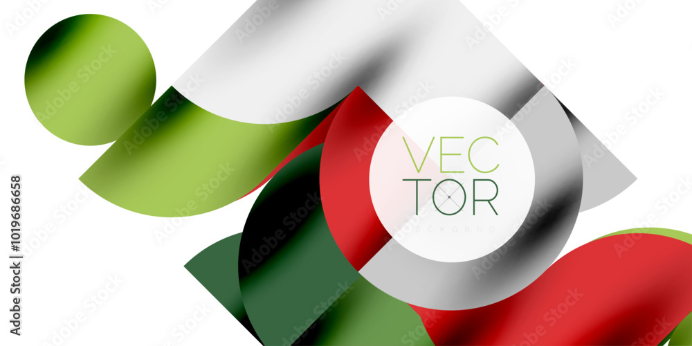 Poster Tech minimal circular shapes geometric art. Vector modern circles