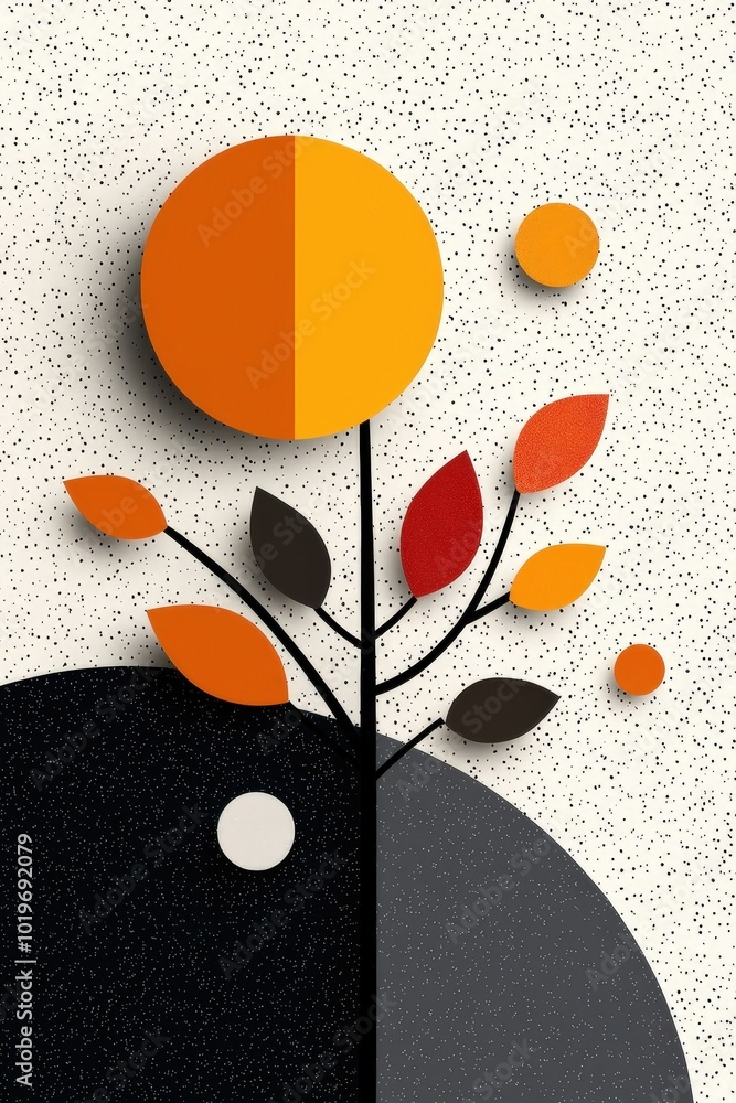 Aufkleber explore an abstract representation of a tree featuring colorful geometric shapes. this modern design