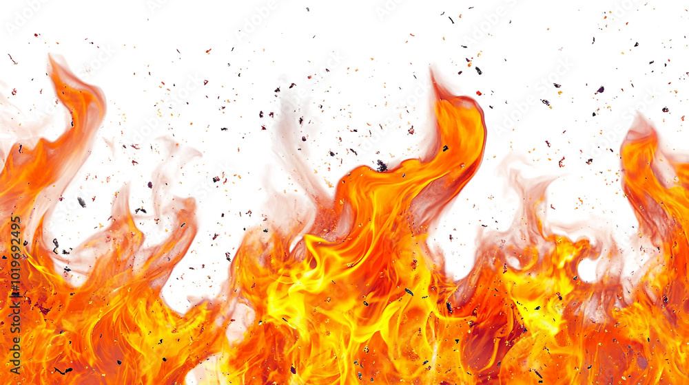 Poster intense flames and sparks creating a dynamic fire background for creative projects