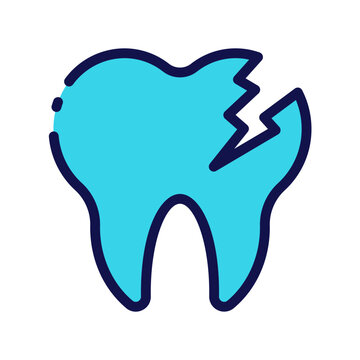 recommend clip art: A blue tooth with a dark blue outline, showing a crack in the tooth.