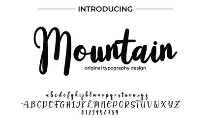Mountain Font Stylish brush painted an uppercase vector letters, alphabet, typeface