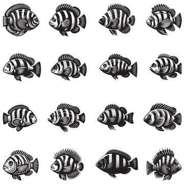 sheepshead fish vector silhouette