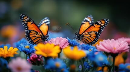 Obraz premium Butterflies in a Flower Garden
