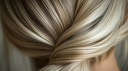 Hairdresser at work with a close up of a blonde customer hair