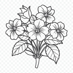 Beautiful Floral Bunch with Nasturtium in Elegant Line Art Vector Illustration