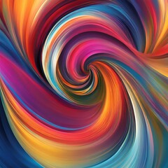 Fototapeta premium Vibrant swirling abstract design with bold, flowing colors of red, orange, blue, and purple, creating a dynamic and energetic visual reminiscent of a spinning vortex.