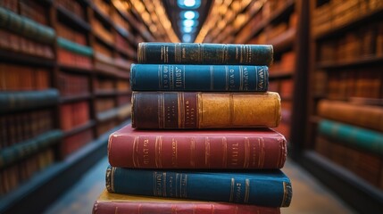 Collection of books in a library. with copy space image 