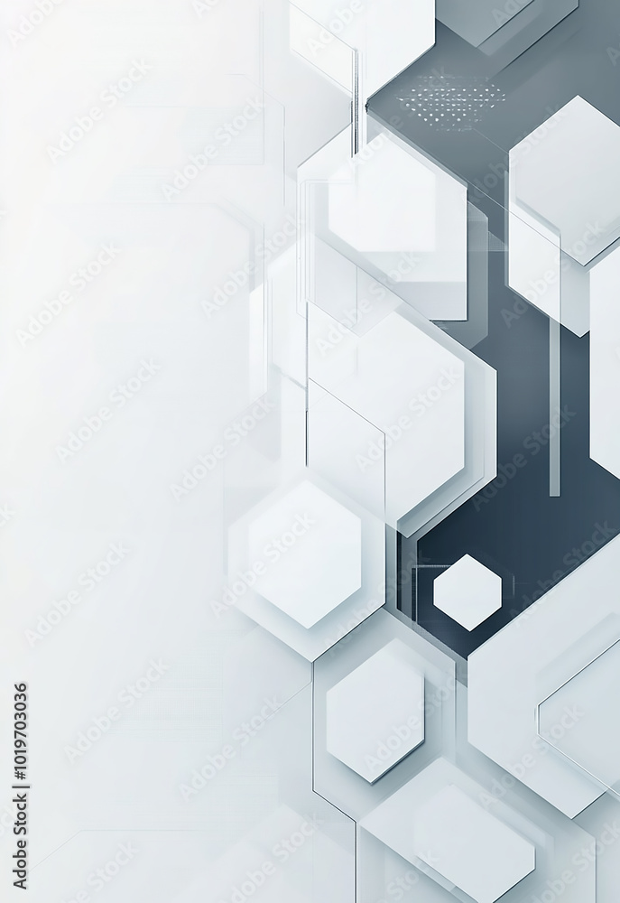 Poster abstract hexagonal pattern with a modern, clean design 3d white hexagonal art. futuristic abstract s
