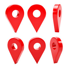 Map pointer pin isolated on transparent background. 3D render.