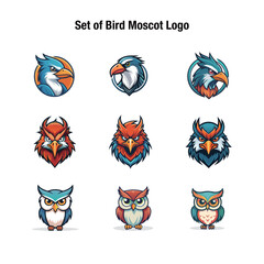 Set of birds Mascot Logo