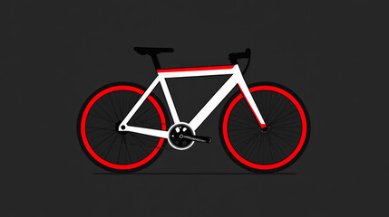 Fototapeta premium A white and red bicycle with thin black tires on a dark background.