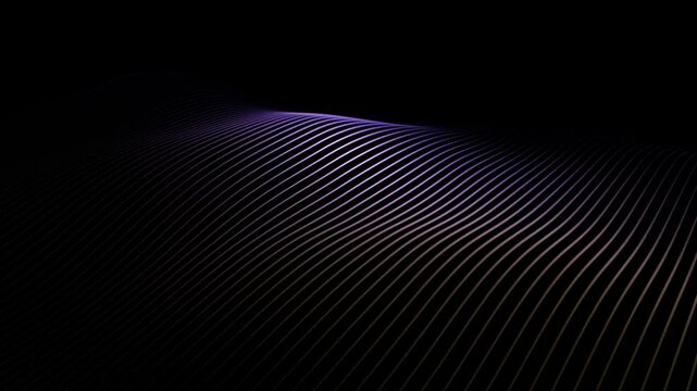 Abstract dark wavy lines loop slow motion background.