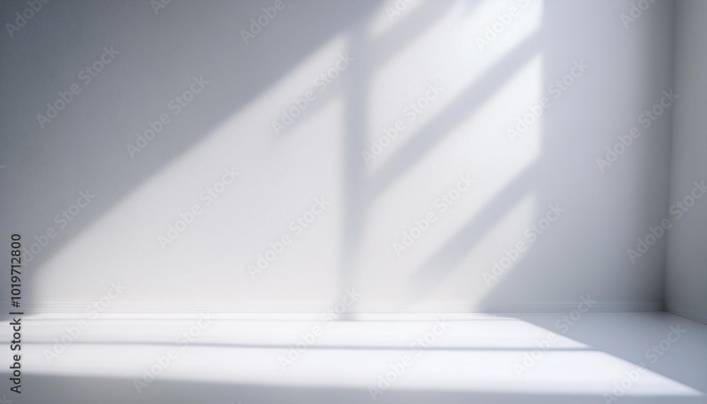 Poster abstract white studio room with light and shadow from window background for product display presenta