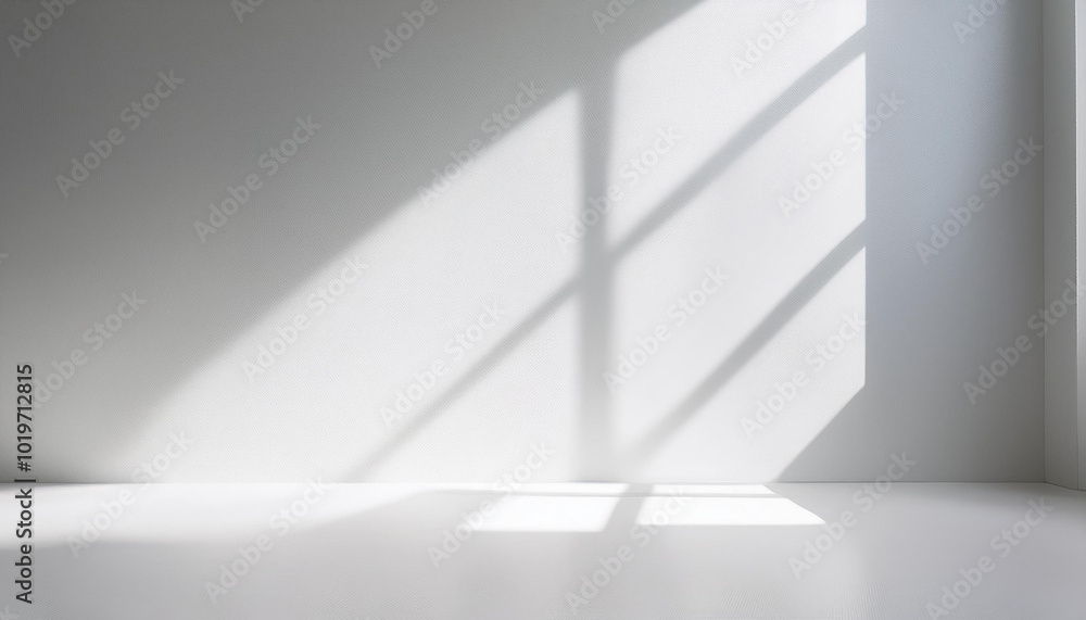 Poster abstract white studio room with light and shadow from window background for product display presenta