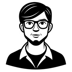 Fototapeta premium ector Man Face Glasses Silhouette, Man Boy Head Face Portrait Silhouette Stylish Cool Glasses