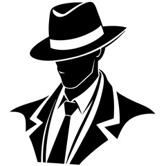 fedora silhouette vector. fashion accessories silhouette