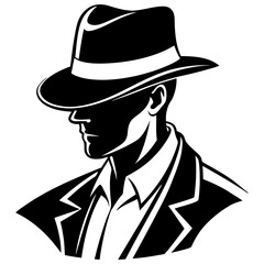fedora silhouette vector. fashion accessories silhouette