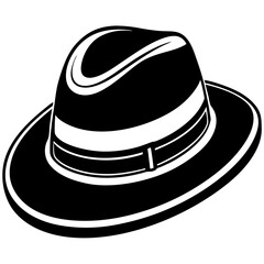 Panama hat icon silhouette in black style isolated on white background