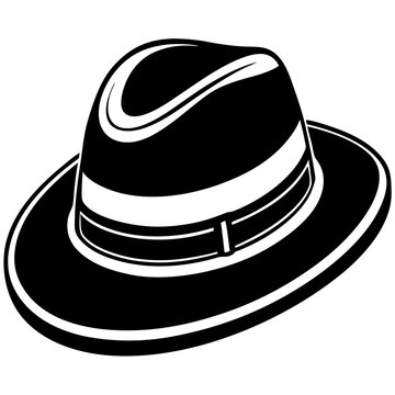 recommend clip art: Panama hat icon silhouette in black style isolated on white background