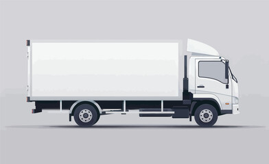 White Delivery Truck Side View 
