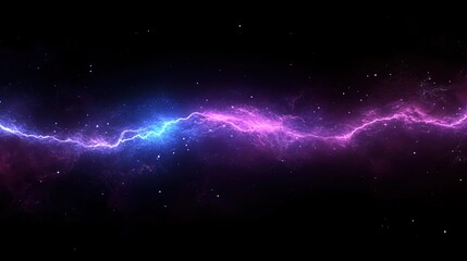 Obraz premium A purple and blue lightning bolt illuminates the darkness of night