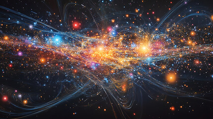 Obraz premium stunning cosmic scene filled with vibrant stars and swirling energy