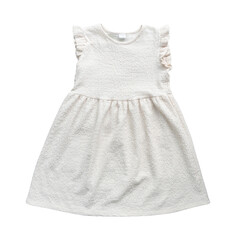 White dress for child girls isolated on transparent background, PNG File