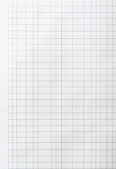 squared paper on whit Blank checkered sheet. White notebook sheet.