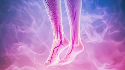 Conceptual medical image of DVT in a leg, showing how blood clots develop in deep veins, commonly in the lower limbs. Health awareness.