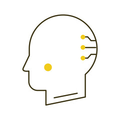 AI Cognitive Collaboration with Human Intelligence Vector Icon Design, technology, AI-driven, AI head, innovation