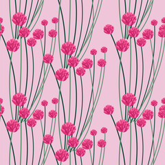 Pink Wildflowers Seamless Pattern vector