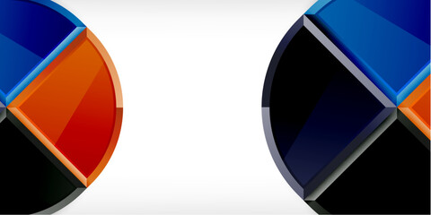 Abstract background - circles and round triangles with 3d effect. Vector Illustration For Wallpaper, Banner, Background, Card, Book Illustration, landing page