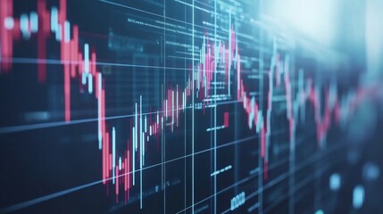 Digital graphic showcasing finance and money technology with futuristic charts and data, symbolizing economic growth and asset management