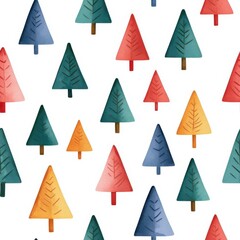 Colorful abstract trees on a white isolated background.