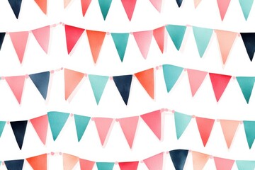 Colorful bunting flags on a white isolated background.
