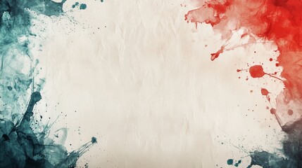 Abstract Watercolor Background with Blue and Red Splashes