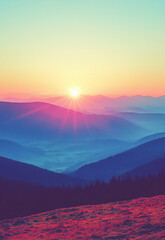 Fototapeta premium Serene Morning Horizon, Nature's Tranquility, Smartphone Background, Generative AI