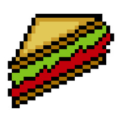Obraz premium Sandwich snack in pixel art style