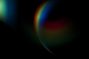 Dynamic lens flare and rainbow prism effect on transparent background. Rainbow light rays, lens flare, reflection effect from crystal, glass or gem. Blur colorful rainbow crystal light leaks.