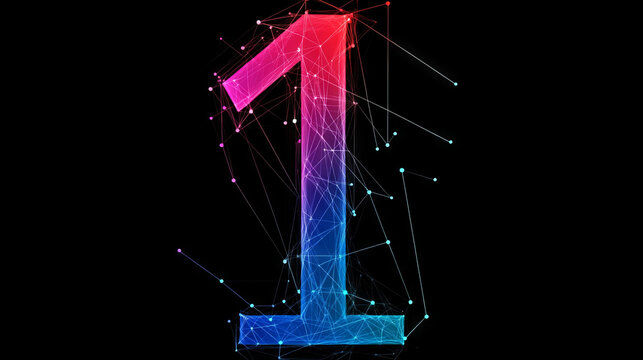 Number one, rendered in a glowing digital style.