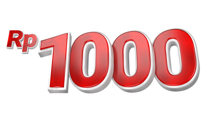 3d sales red and white price tag for composition 1000 rupiah, amazing for product promotion